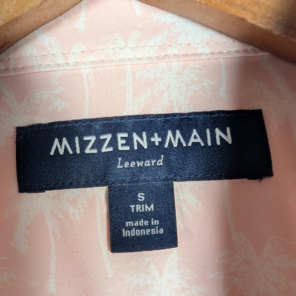 Mizzen+Main Shirt Mens Small Pink Palm Tree Leeward Trim Stretch SS Button Up - Picture 3 of 10